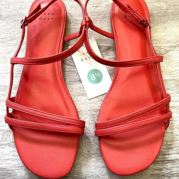 A New Day Kaia Strappy Sandals Coral Red 6 - Picture 5 of 9